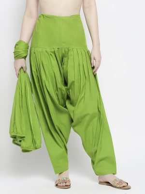 ZRI Solid Light Green Bottom-Dupatta Set