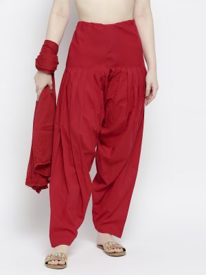 ZRI Solid Maroon Bottom-Dupatta Set