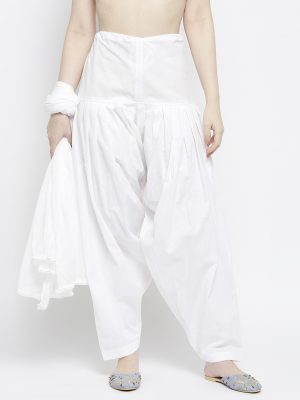 ZRI Solid White Bottom-Dupatta Set