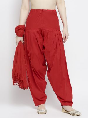 Women Solid Red Bottom-Dupatta Set