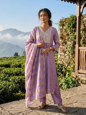 Women Lilac Embellished 3 Pcs. Set